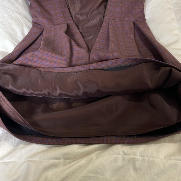 Sunday Best | Aritzia | Tasha | Reddish Brown/Blue Plaid | Mini Dress | Size 2 - Picture 13 of 16